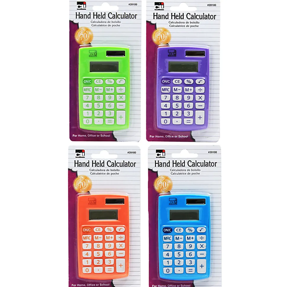 Charles Leonard Handheld 8-Digit Calculators, Assorted Colors, Pack Of 12 Calculators