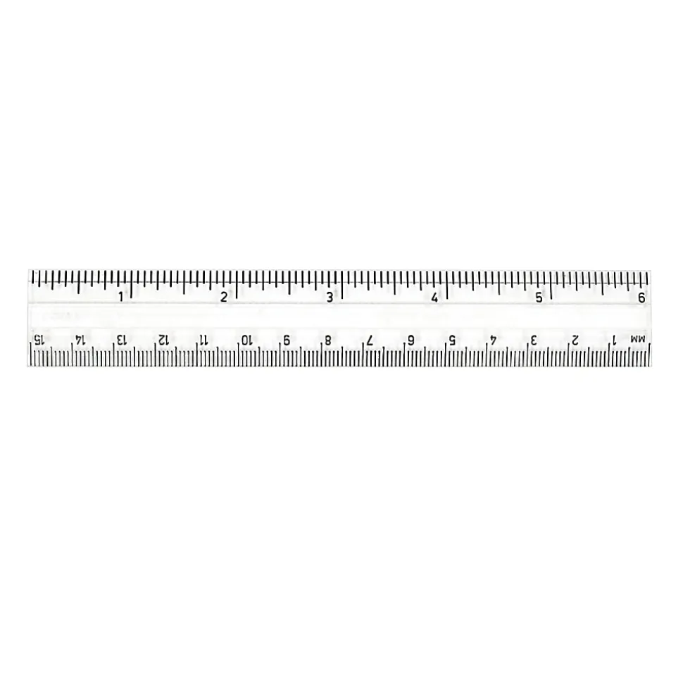 Charles Leonard Plastic Rulers, Inches/Metric, 1” x 6”, Clear, Pack Of 48 Rulers