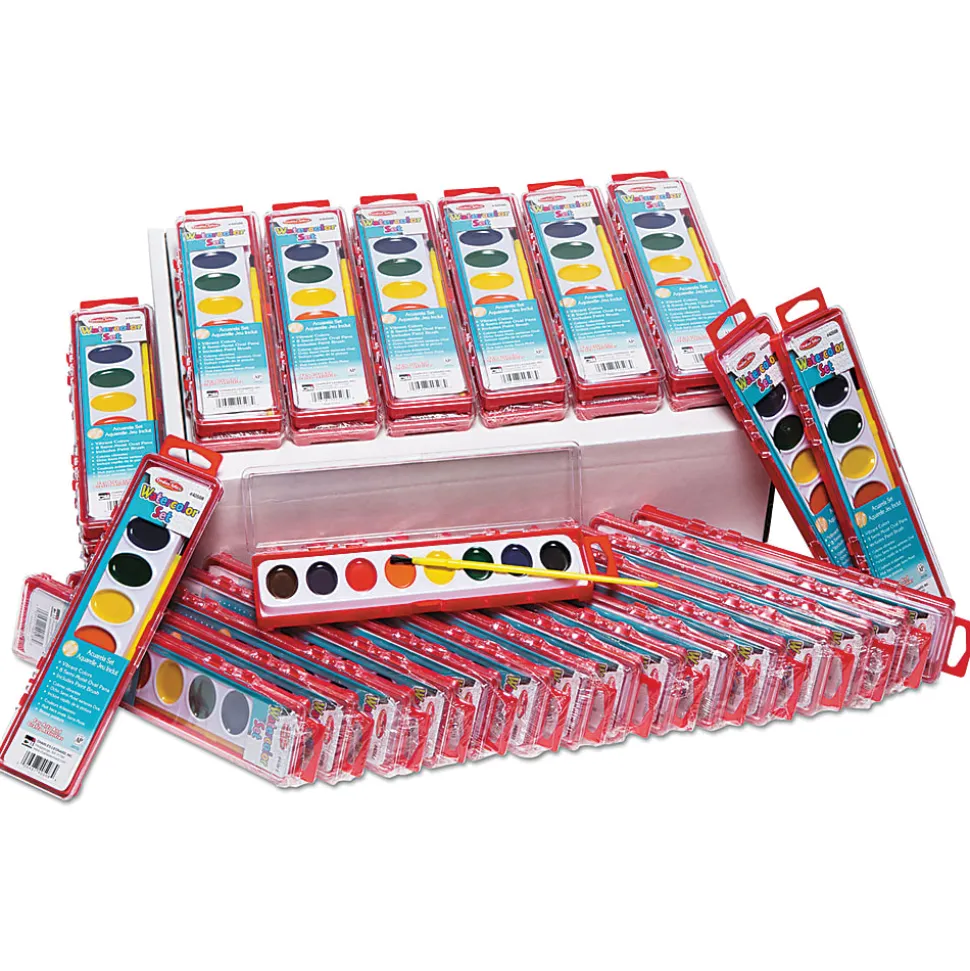 Charles Leonard Semi-Moist Watercolor Paint Sets, Pack Of 36 Sets