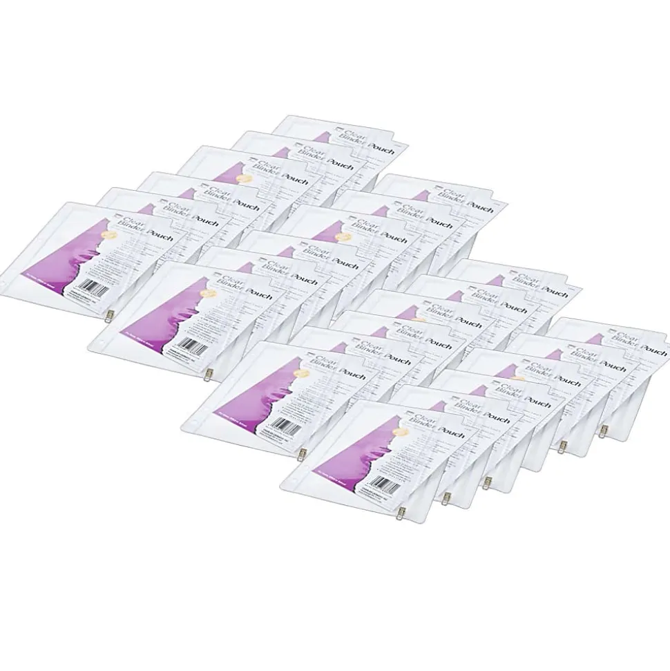 Charles Leonard Vinyl Pencil Pouches With Zip-Lock Closures, 10" x 7", Clear, Pack Of 24 Pouches