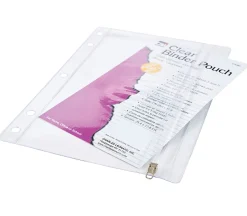 Charles Leonard Vinyl 2-Pocket Pencil Pouches, 7" x 10", Clear, Pack Of 24