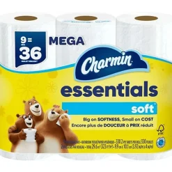 Charmin Essentials Soft Mega 2-Ply Toilet Paper Rolls, 4