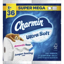Charmin Ultra-Soft 2-Ply Bathroom Tissue, 4" x 4", 336 Sheets Per Roll, Pack Of 6 Mega XL Rolls