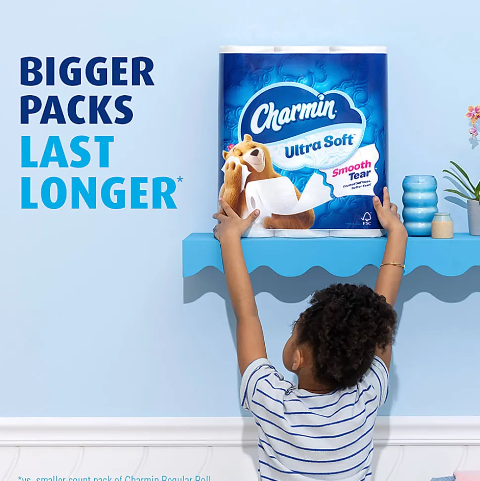 Charmin Ultra-Soft 2-Ply Toilet Paper Mega Rolls, 4" x 4", White, 224 Sheets Per Roll, Pack Of 12 Rolls