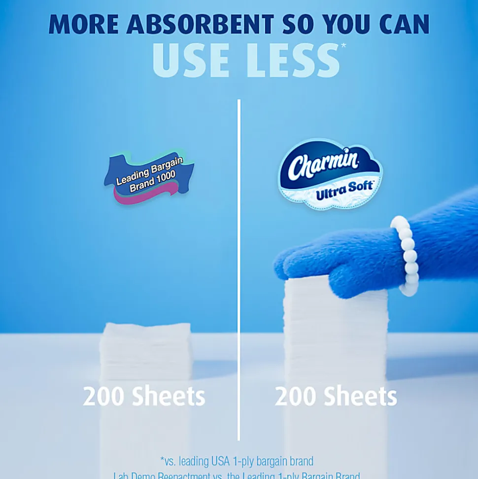 Charmin Ultra-Soft 2-Ply Toilet Paper Mega Rolls, 4" x 4", White, 224 Sheets Per Roll, Pack Of 12 Rolls