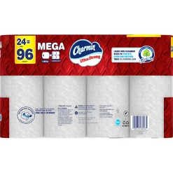 Charmin Ultra Strong Toilet Paper Mega Rolls, 4” x 3-15/16”, White, 220 Sheets Per Roll, Pack Of 24 Mega Rolls