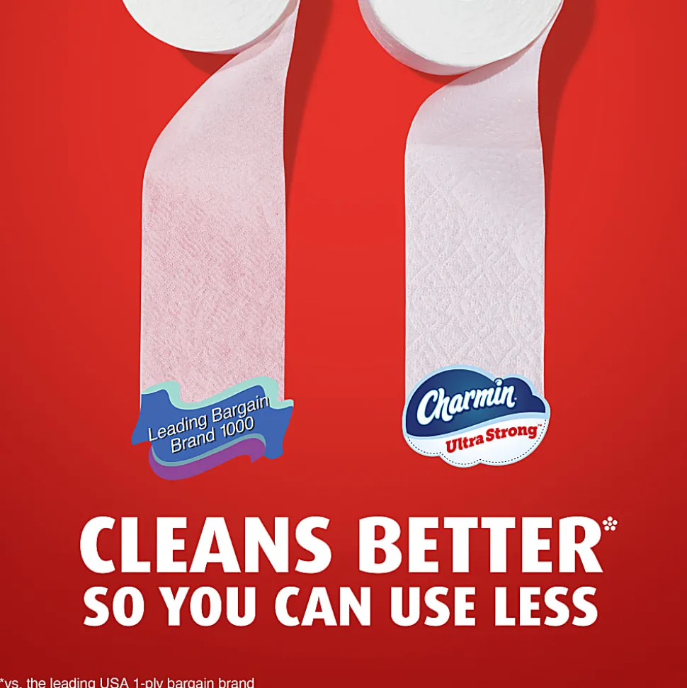 Charmin Ultra Strong Toilet Paper Mega Rolls, 4” x 3-15/16”, White, 220 Sheets Per Roll, Pack Of 16 Mega Rolls