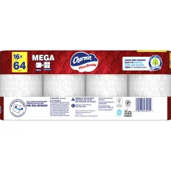 Charmin Ultra Strong Toilet Paper Mega Rolls, 4” x 3-15/16”, White, 220 Sheets Per Roll, Pack Of 16 Mega Rolls
