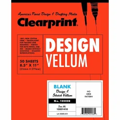 Chartpak Clearprint Plain Vellum Paper, 8 1/2" x 11", White, Pack Of 50 Sheets