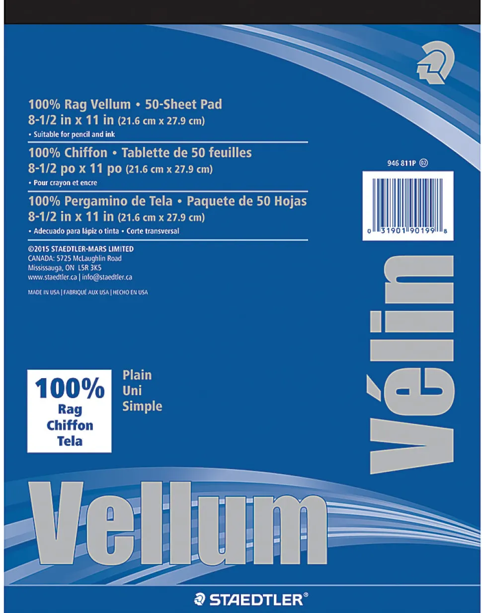 Chartpak Clearprint Plain Vellum Paper, 8 1/2" x 11", White, Pack Of 50 Sheets