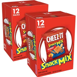 Cheez-It Crackers Snack Mix Tray, 0.75 Oz, 12 Pouches Per Box, Pack Of 2 Boxes