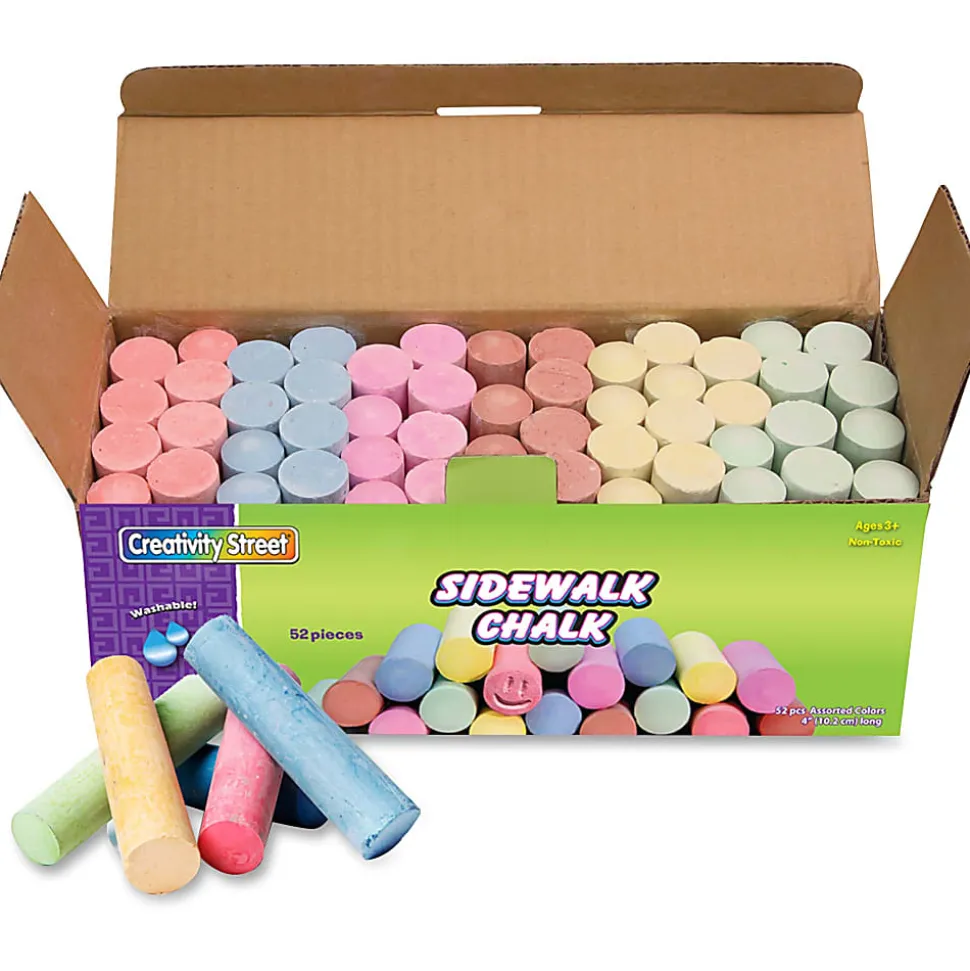Chenille Kraft Creativity Street Jumbo Sidewalk Chalk, 4" x 1", Assorted Colors, Case Of 52