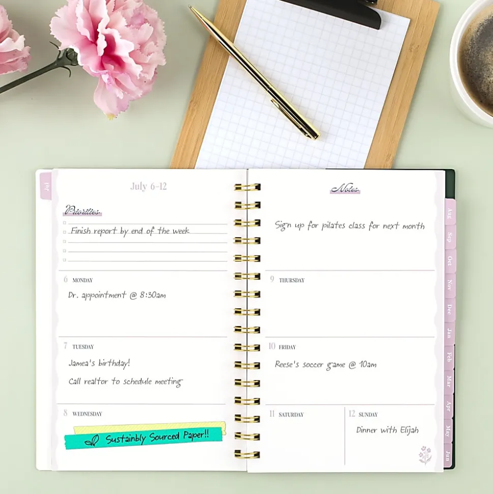 Cherrywood Lane for Mead Cambridge® Academic 2026-2027 Weekly Monthly Planner, Piper Stripe, Small, 5 1/2" x 8 1/2"