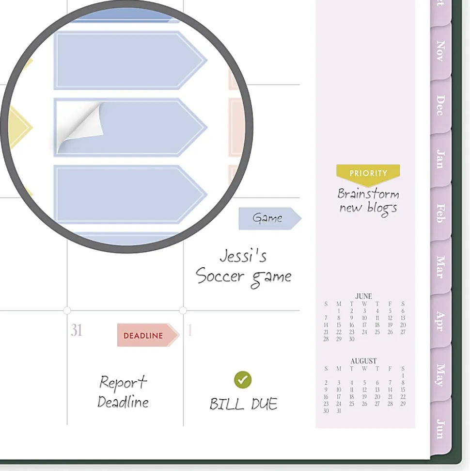 Cherrywood Lane for Mead Cambridge® Academic 2026-2027 Weekly Monthly Planner, Piper Stripe, Large, 8 1/2" x 11"