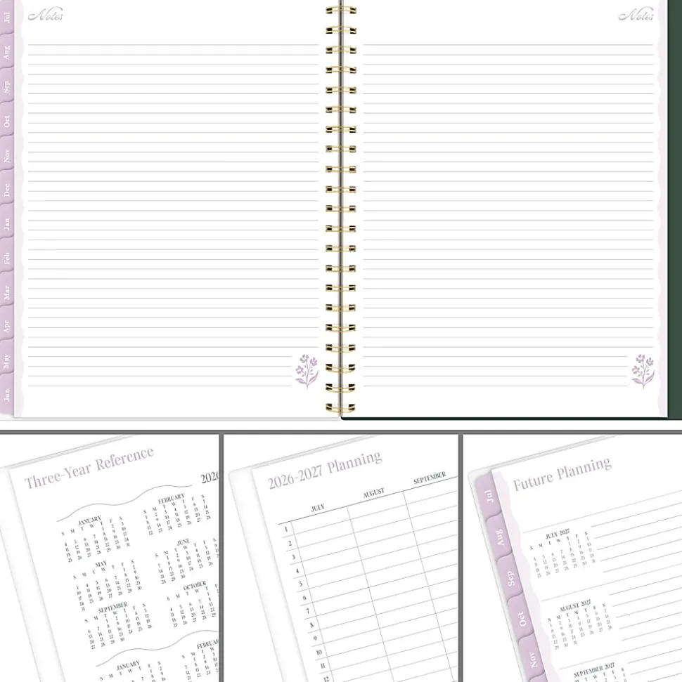 Cherrywood Lane for Mead Cambridge® Academic 2026-2027 Weekly Monthly Planner, Piper Stripe, Large, 8 1/2" x 11"