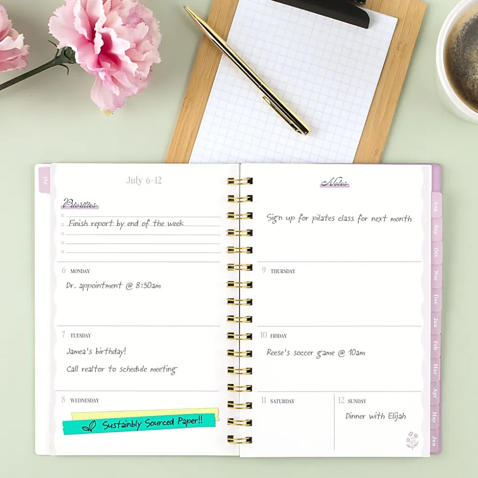 Cherrywood Lane for Mead Cambridge® Academic 2026-2027 Weekly Monthly Planner, Peony Lace, Small, 5 1/2" x 8 1/2"