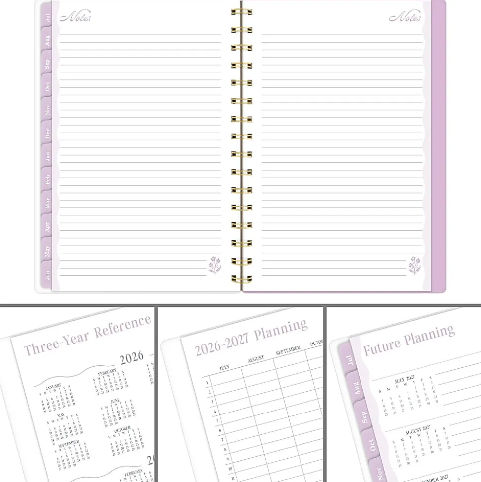 Cherrywood Lane for Mead Cambridge® Academic 2026-2027 Weekly Monthly Planner, Peony Lace, Small, 5 1/2" x 8 1/2"