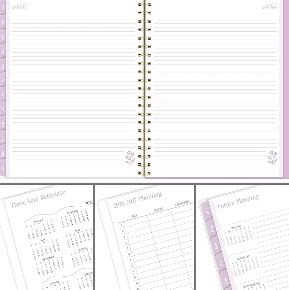 Cherrywood Lane for Mead Cambridge® Academic 2026-2027 Weekly Monthly Planner, Peony Lace, Large, 8 1/2" x 11"
