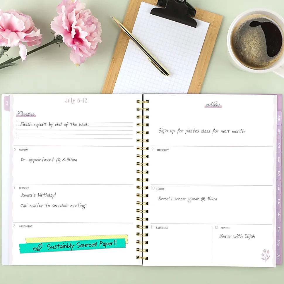 Cherrywood Lane for Mead Cambridge® Academic 2026-2027 Weekly Monthly Planner, Peony Lace, Large, 8 1/2" x 11"
