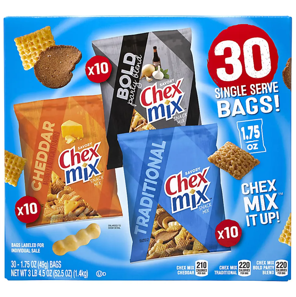 Chex Mix Classics Mix It Up Variety Snack Mixes, 1.75 Oz, Box Of 30 Packs