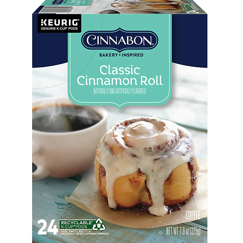 Cinnabon Classic Cinnamon Roll Keurig Single-Serve K-Cup Pods, Light Roast, 24 Pods Per Pack, Case Of 4 Packs