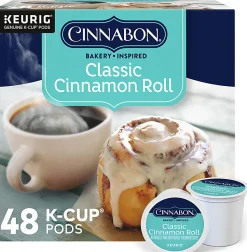 Cinnabon Classic Cinnamon Roll Keurig Single-Serve K-Cup Pods, Light Roast Coffee, Pack Of 48 Pods