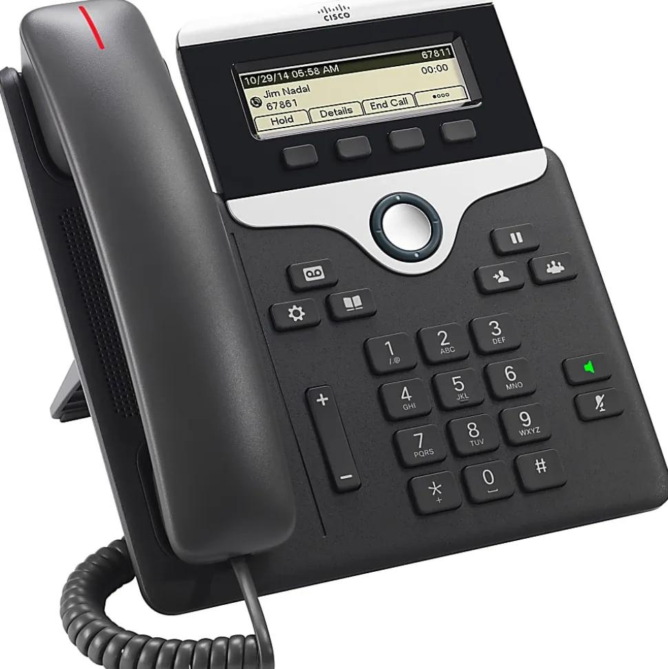 Cisco 7811 IP Phone - Corded - Wall Mountable - Charcoal - 1 x Total Line - VoIP - 2 x Network (RJ-45) - PoE Ports