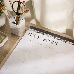 Citrine 12-Month Desk Calendar, 22” x 17”, Midnight Floral, July 2026 - June 2027, Total Qty 1