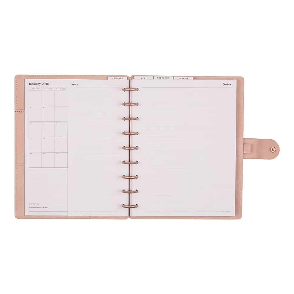 2026 Citrine Monthly/Weekly Classic Disc Bound Planner, 7" x 9-1/4", Blush, January To December, PD0123C008