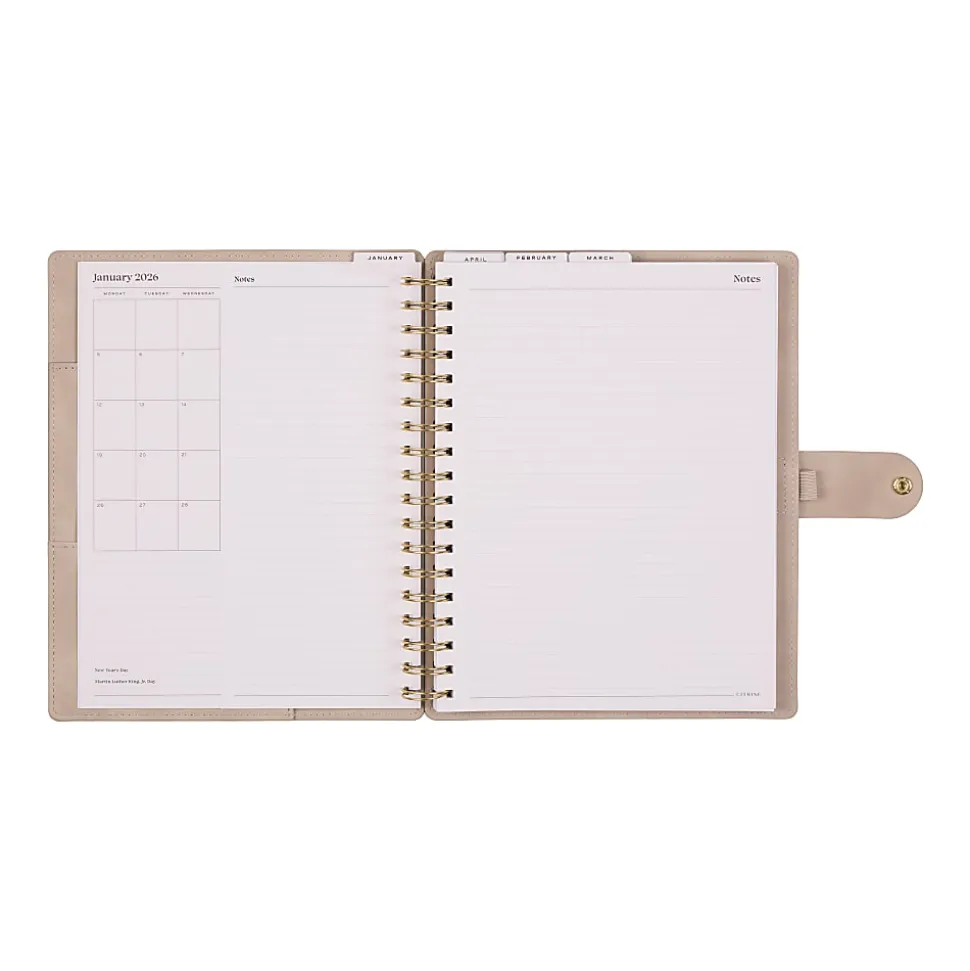 2026 Citrine Monthly/Weekly Classic Customizable Twin Loop Planner, 7" x 9-1/4", Mocha, January To December, PZ0026C017