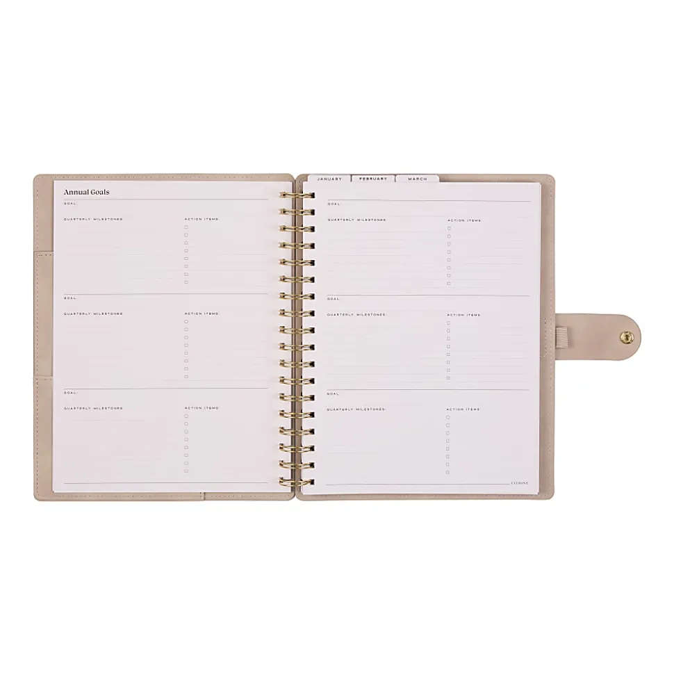 2026 Citrine Monthly/Weekly Classic Customizable Twin Loop Planner, 7" x 9-1/4", Mocha, January To December, PZ0026C017