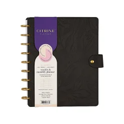 Citrine Monthly/Weekly Classic Disc-Bound Academic Planner, 7" x 9-1/4", Midnight Floral, July 2026 to June 2027, Total Quantity 1