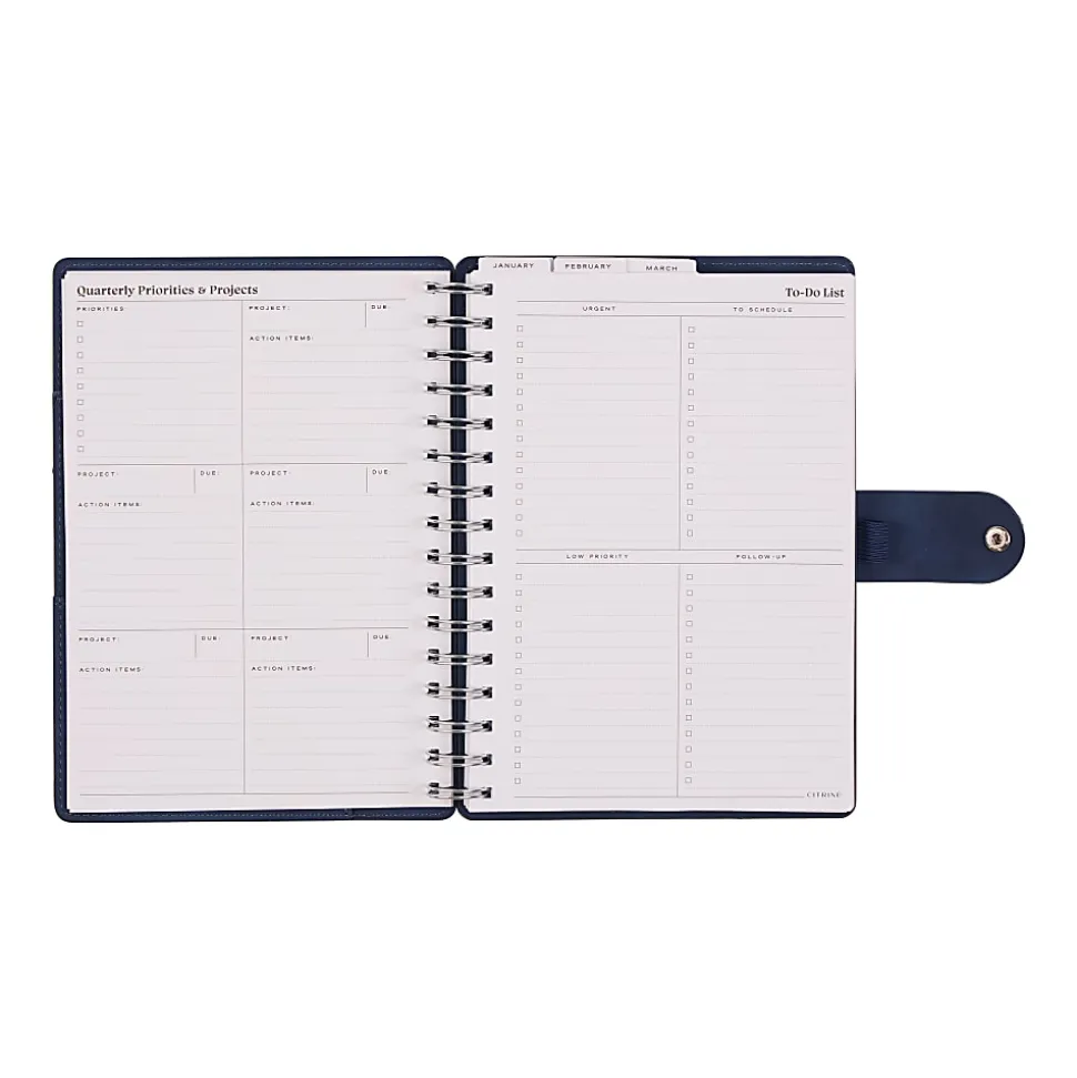 2026 Citrine Monthly/Weekly Small Customizable Twin Loop Planner, 5-3/4" x 8", Navy Blue, January To December, PZ0031S002