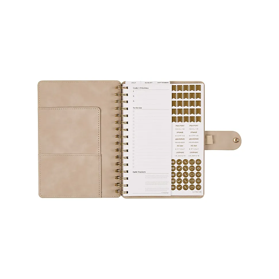Citrine Monthly/Weekly Twin Loop Planner, 5-3/4" x 8", Serene Strata, July 2026 to June 2027, Total Quantity 1