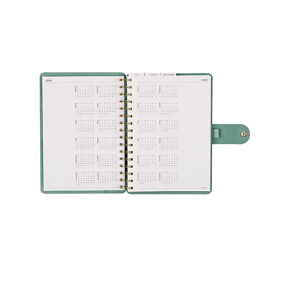 Citrine 12-Month Monthly/Weekly Twin Loop Planner, 5-13/16" x 8", Sage Waves, July 2026-June 2027, Total Qty 1