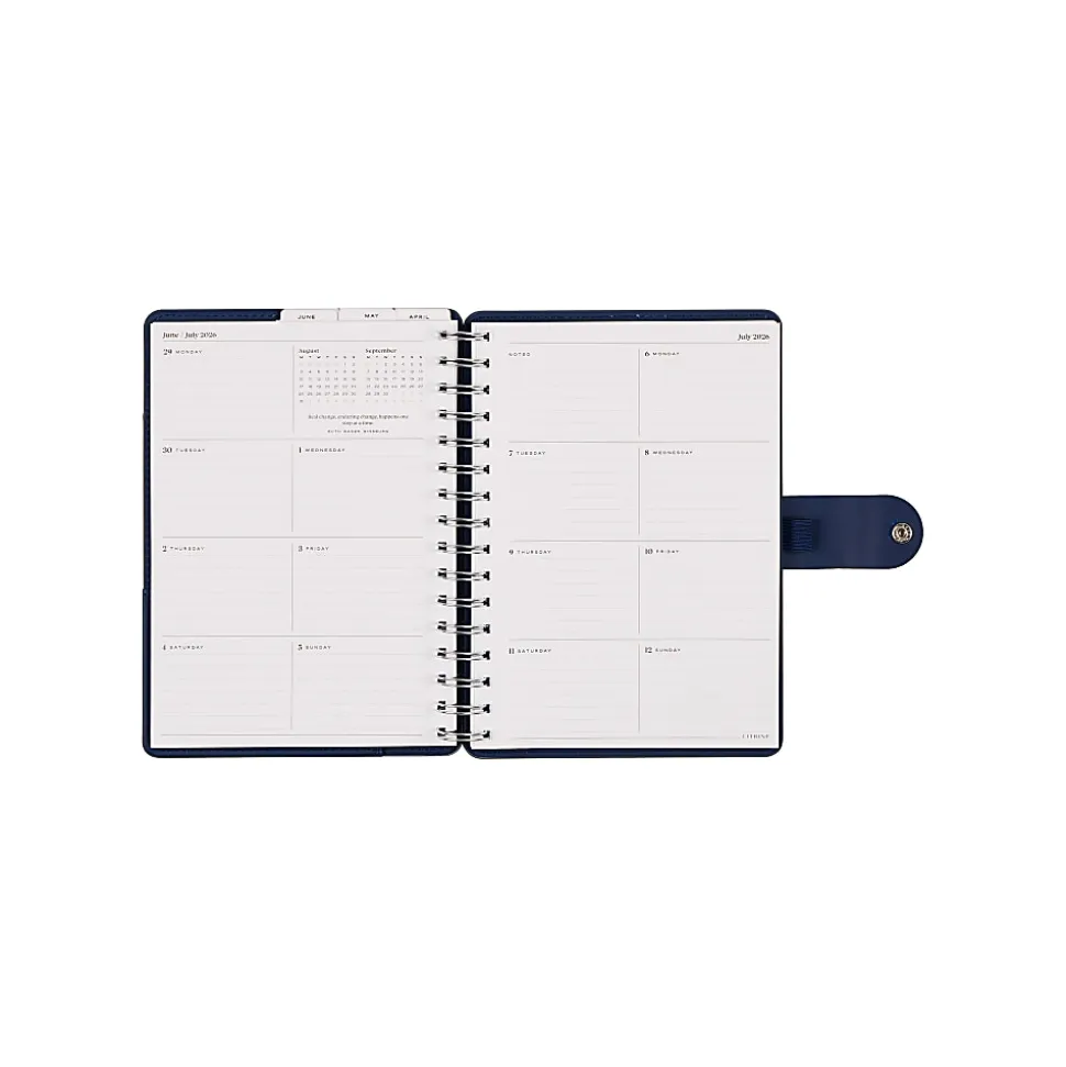 Citrine 12-Month Monthly/Weekly Twin Loop Planner, 5-13/16" x 8", Navy Bow, July 2026-June 2027, Total Qty 1