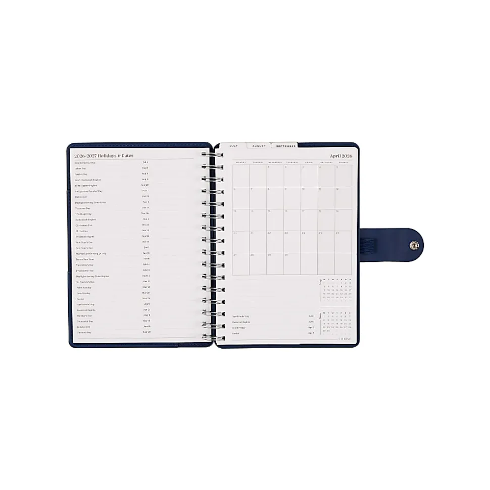 Citrine 12-Month Monthly/Weekly Twin Loop Planner, 5-13/16" x 8", Navy Bow, July 2026-June 2027, Total Qty 1