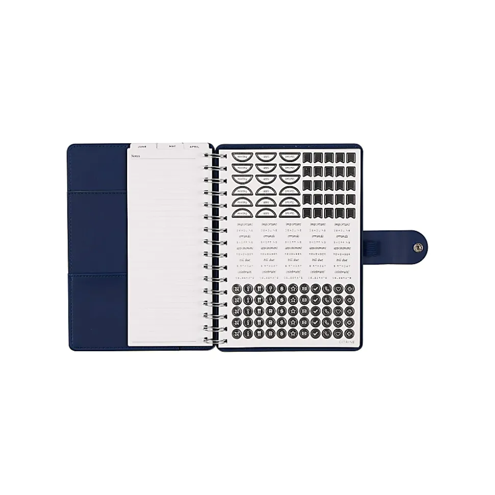 Citrine 12-Month Monthly/Weekly Twin Loop Planner, 5-13/16" x 8", Navy Bow, July 2026-June 2027, Total Qty 1