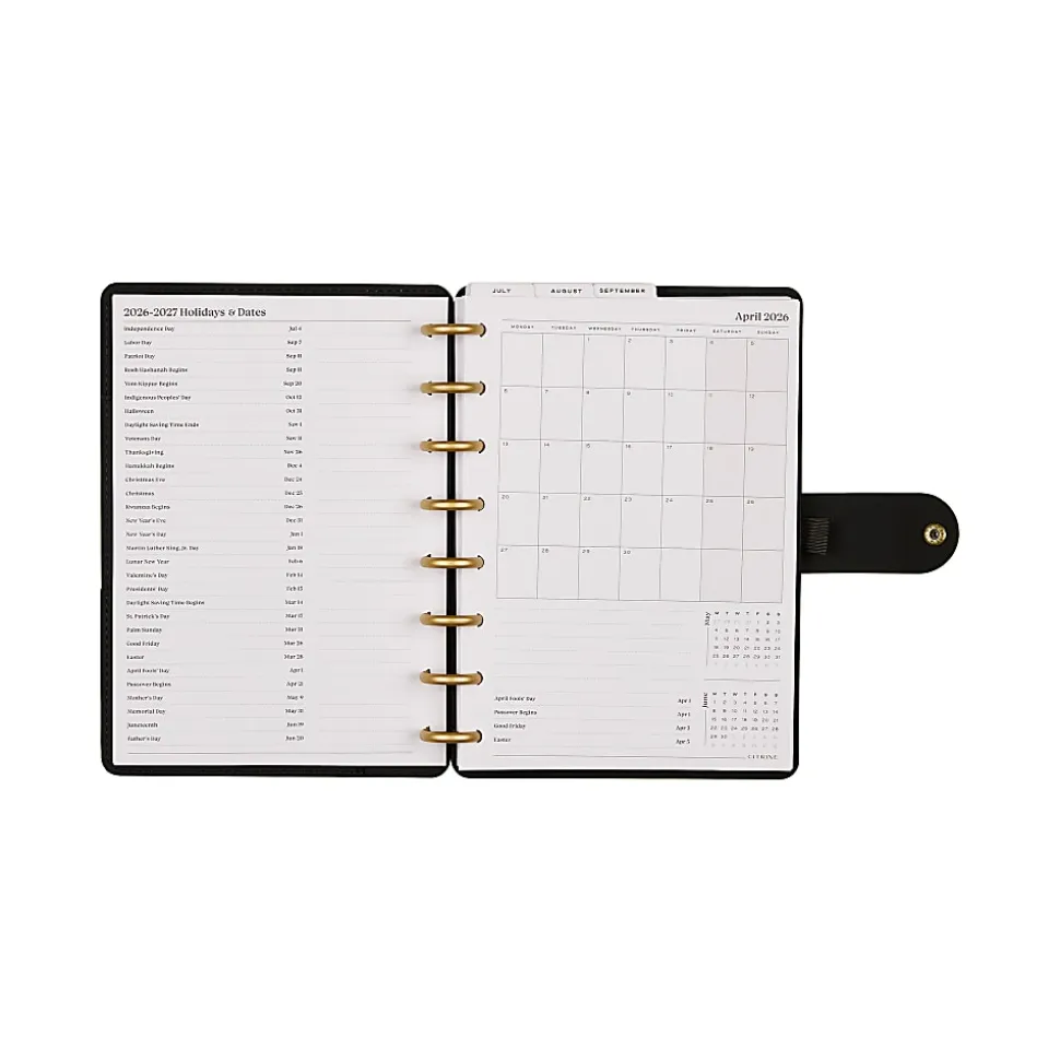 Citrine 12-Month Monthly/Weekly Discbound Planner, 5-13/16" x 8", Bold Year, July 2026-June 2027, Total Qty 1