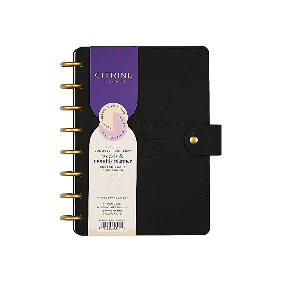 Citrine 12-Month Monthly/Weekly Discbound Planner, 5-13/16" x 8", Bold Year, July 2026-June 2027, Total Qty 1