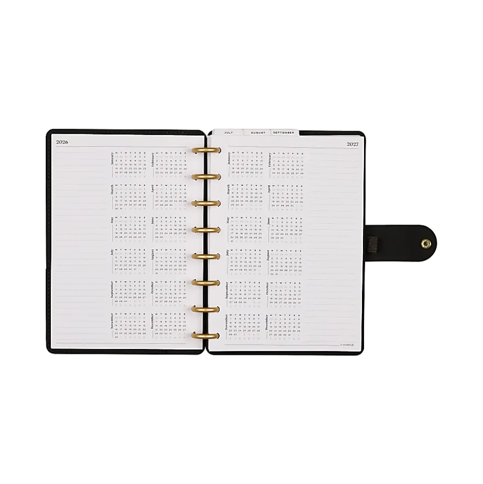 Citrine 12-Month Monthly/Weekly Discbound Planner, 5-13/16" x 8", Bold Year, July 2026-June 2027, Total Qty 1