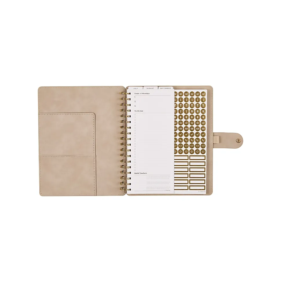 Citrine 12-Month Monthly/Weekly Classic Customizable Twin Loop Planner, 7" x 9-1/4", Serene Strata, July 2026-June 2027, Total Qty 1