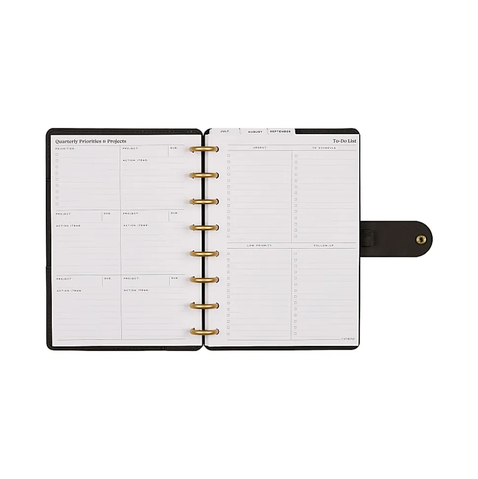 Citrine 12-Month Monthly/Weekly Discbound Planner, 5-13/16" x 8", Midnight Floral, July 2026-June 2027, Total Qty 1