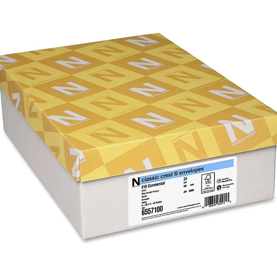 Classic Crest #10 Commercial Envelopes, Flap Closure, Baronial Ivory, Box Of 500
