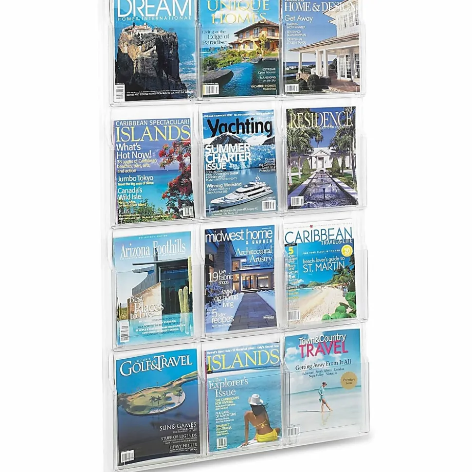 Clear Literature Rack, Magazine, 12 Pockets