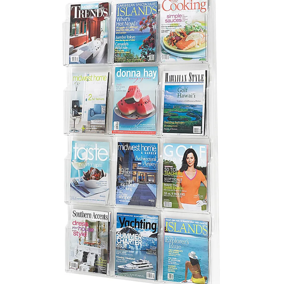 Clear Literature Rack, Magazine, 12 Pockets
