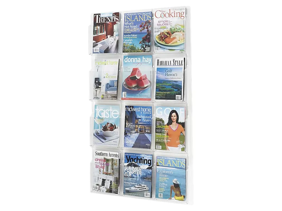 Clear Literature Rack, Magazine, 12 Pockets