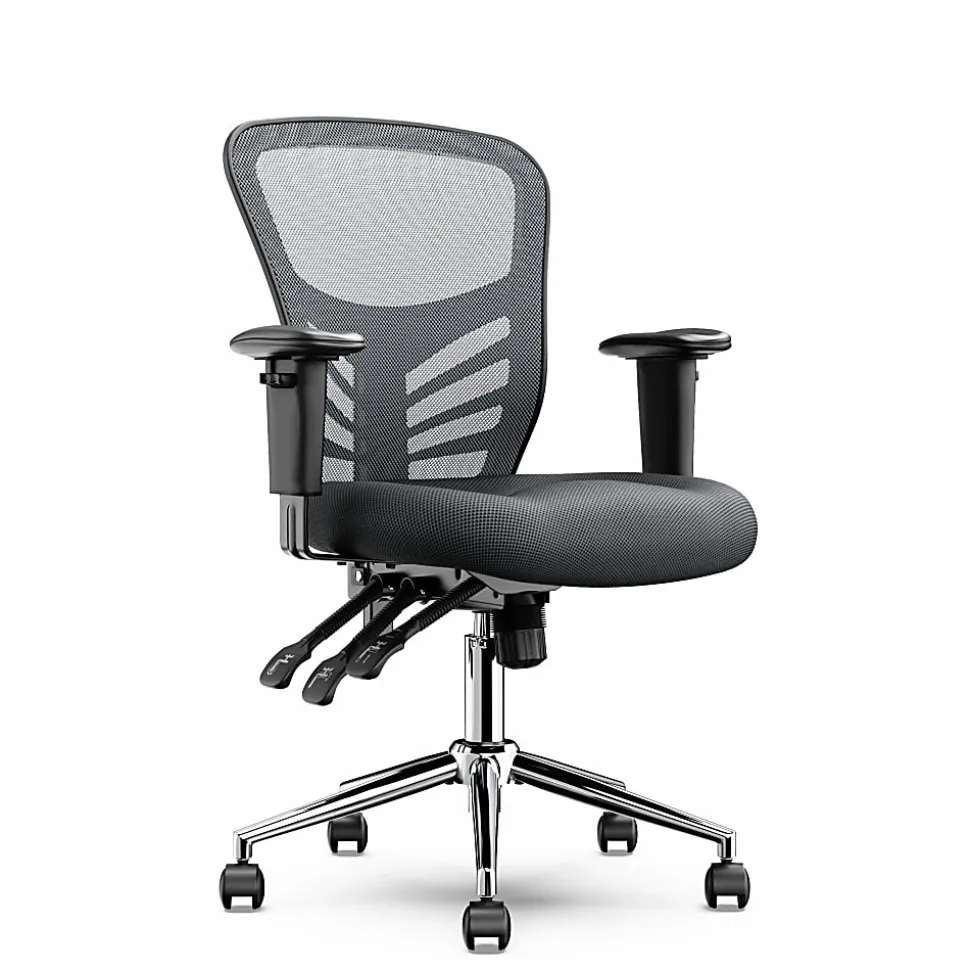 Click365 Flow Ergonomic Mesh Mid-Back Office Task Chair, Gray