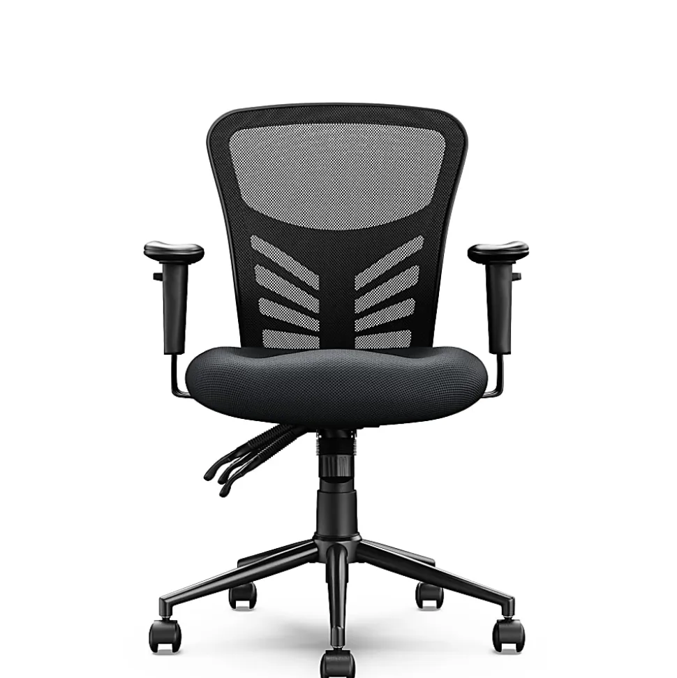 Click365 Flow Ergonomic Mesh Mid-Back Office Task Chair, Black