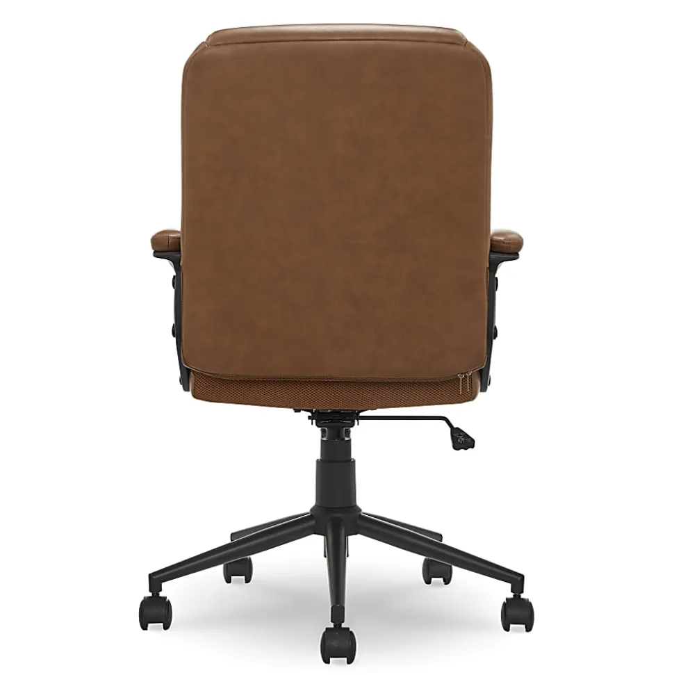 Click365 Transform 1.0 Ergonomic Bonded Leather Mid-Back Manager Office Chair, Cognac